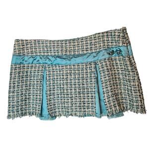 Hollister Vintage Tweed Pleated Low Rise Y2K Micro Mini Skirt Junior Size 7